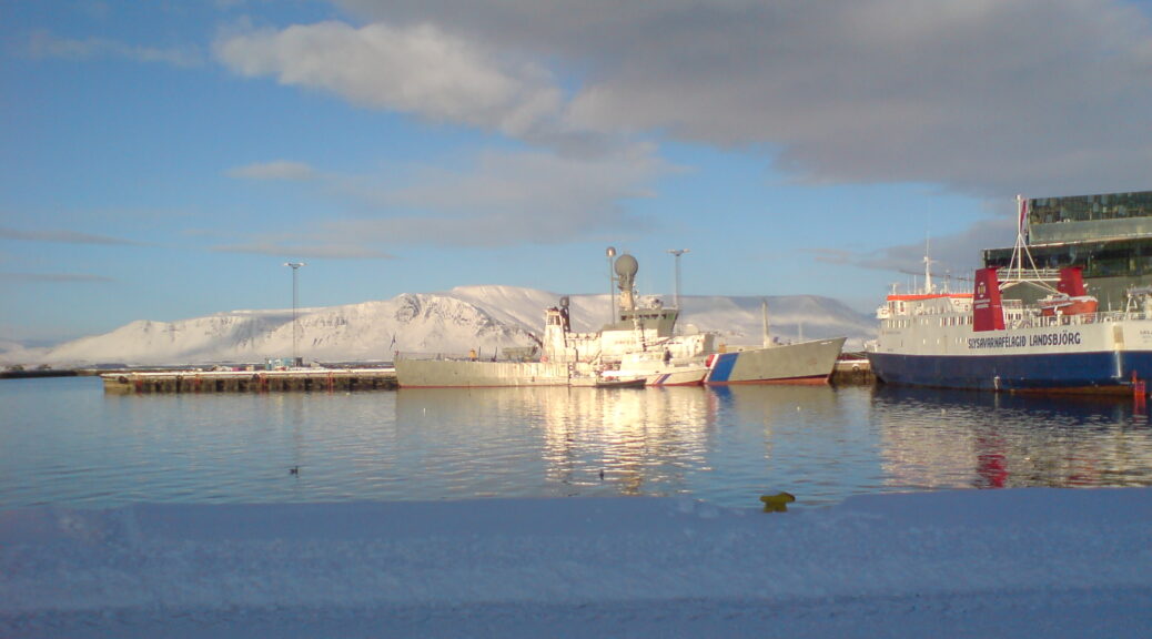 Foto Hafen von Reykjavik in Abendsonne